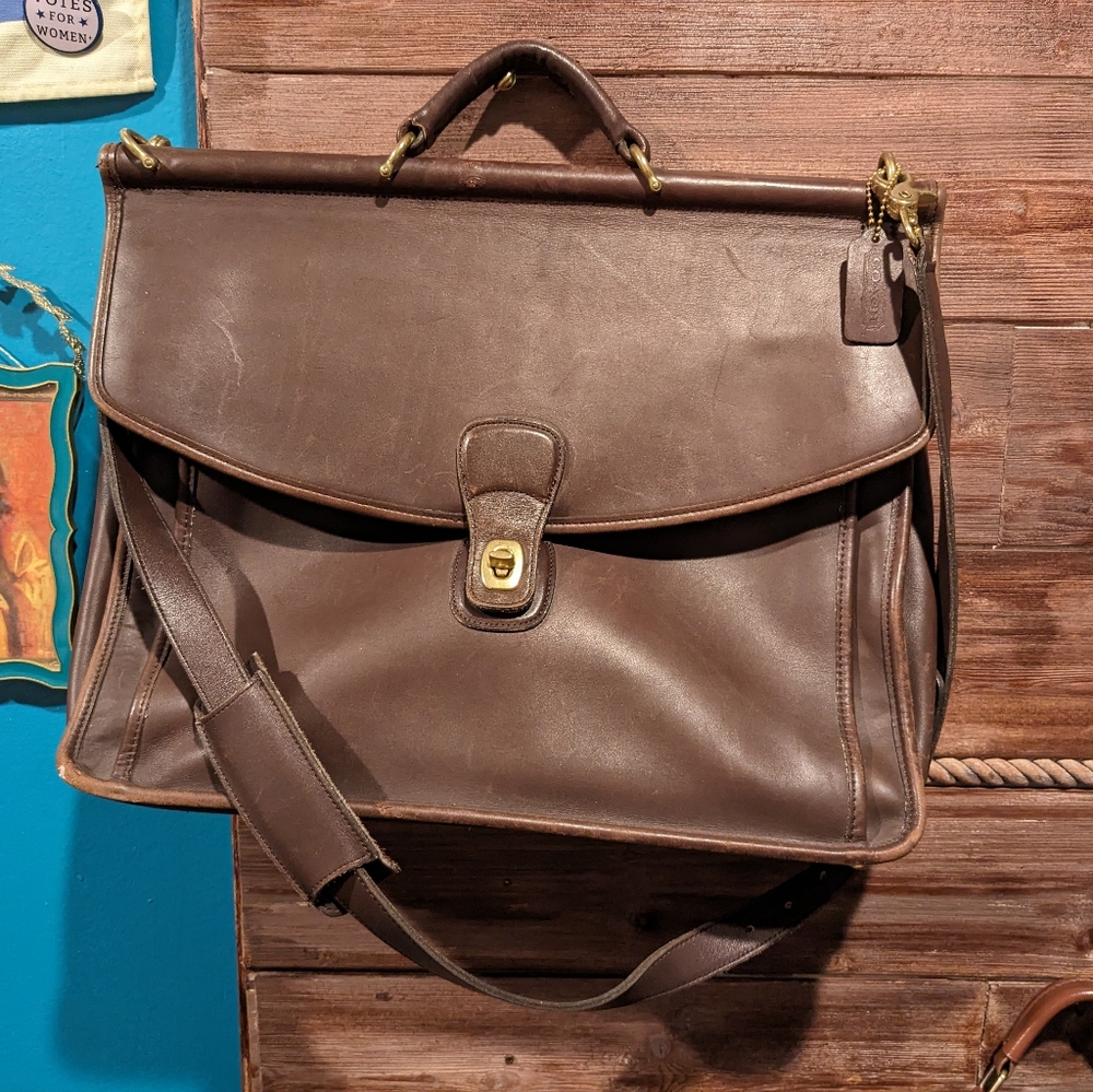 Beekman Brown Leather Briefcase Messenger Shoulder Bag 5266
